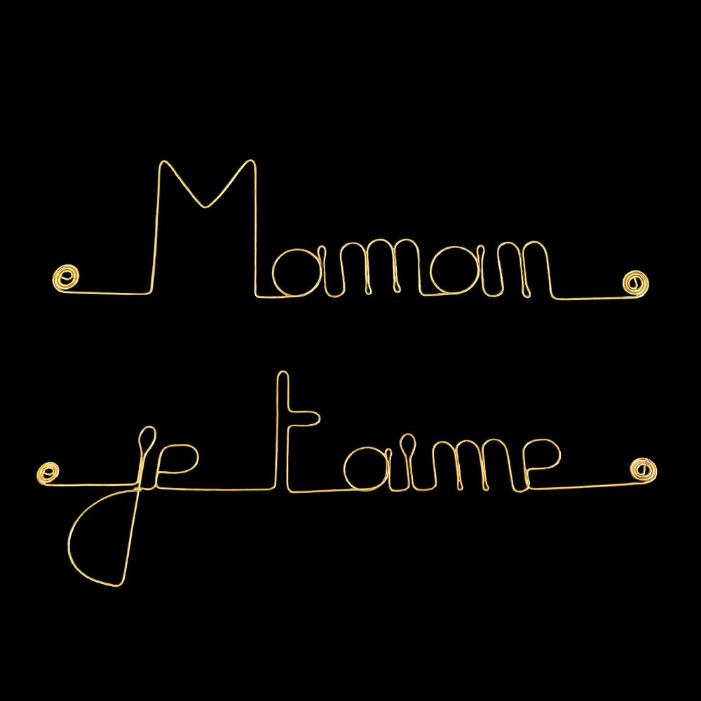 Message simple en fil de fer " Maman je t'aime " - à punaiser - Bijoux de mur