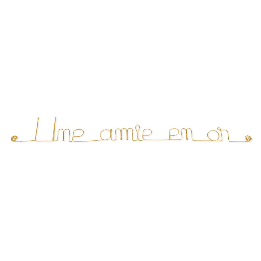 Message simple en fil de fer " Une amie en or " - à punaiser - Bijoux de mur