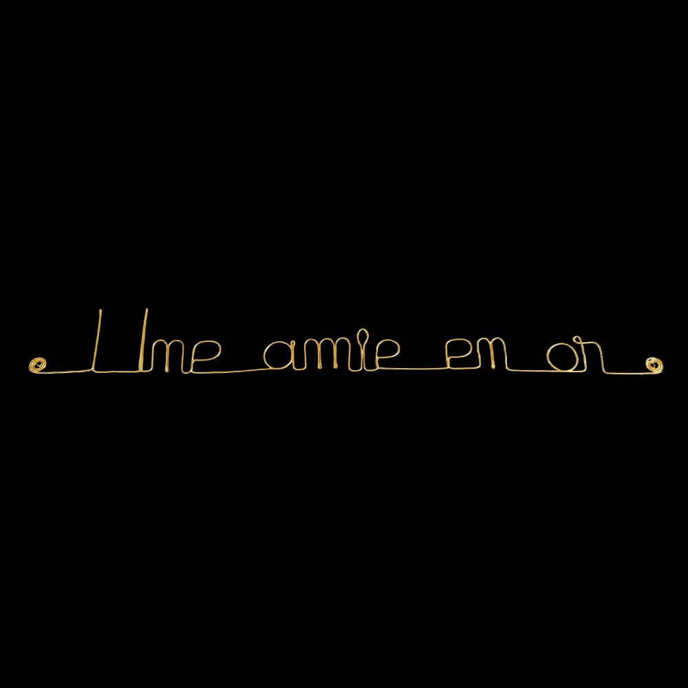 Message simple en fil de fer " Une amie en or " - à punaiser - Bijoux de mur