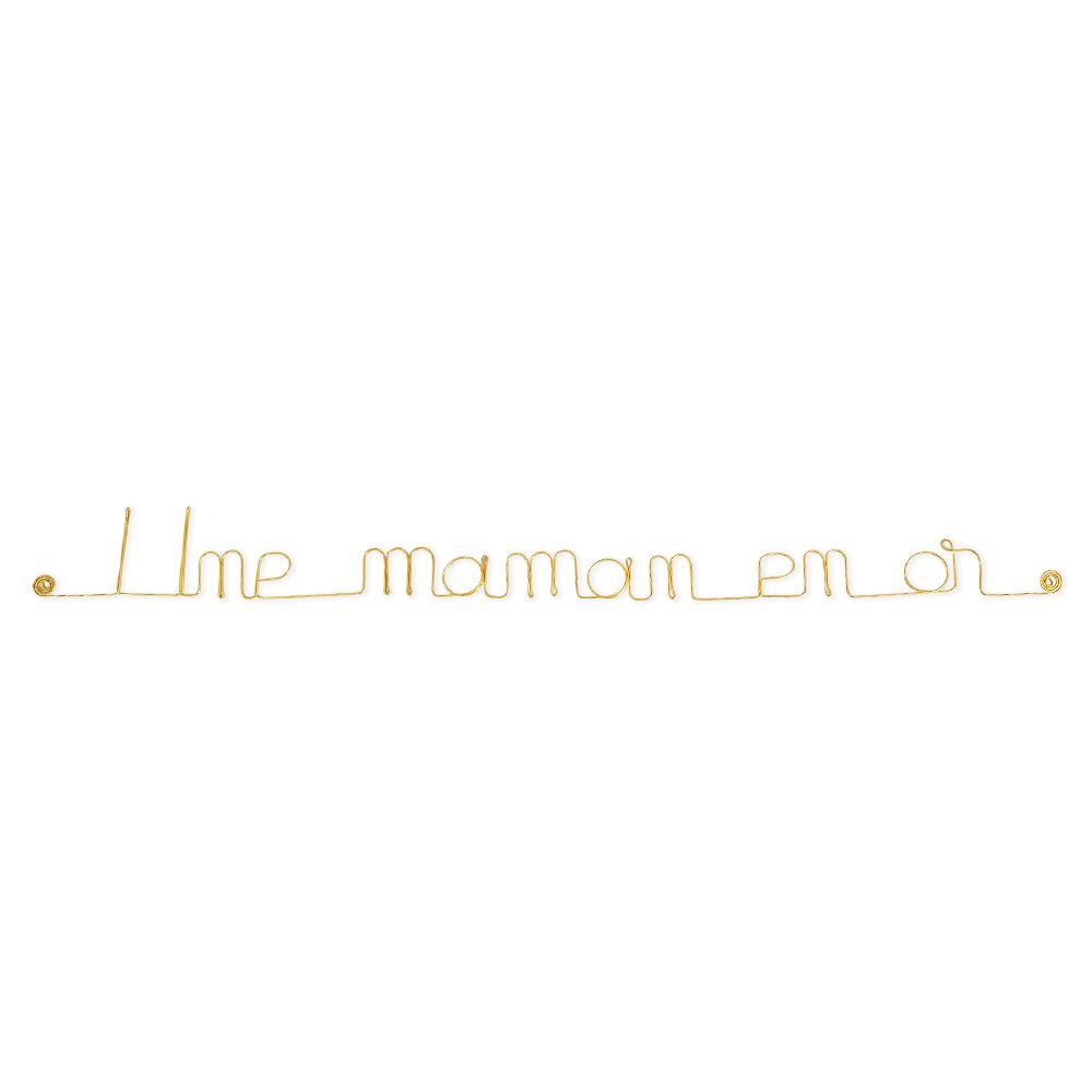 Message simple en fil de fer " Une maman en or " - à punaiser - Bijoux de mur