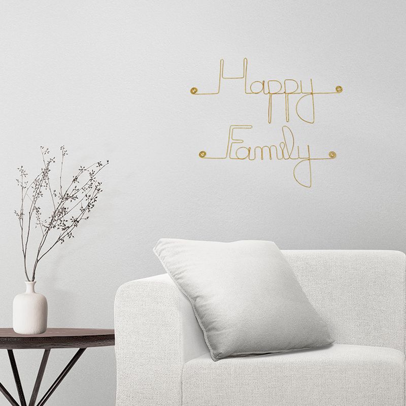 Message simple en fil de fer " Happy Family " - à punaiser - Bijoux de mur