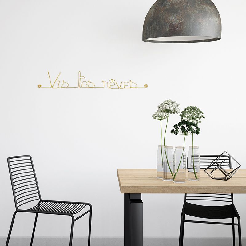 Message simple en fil de fer " Vis tes rêves " - à punaiser - Bijoux de mur