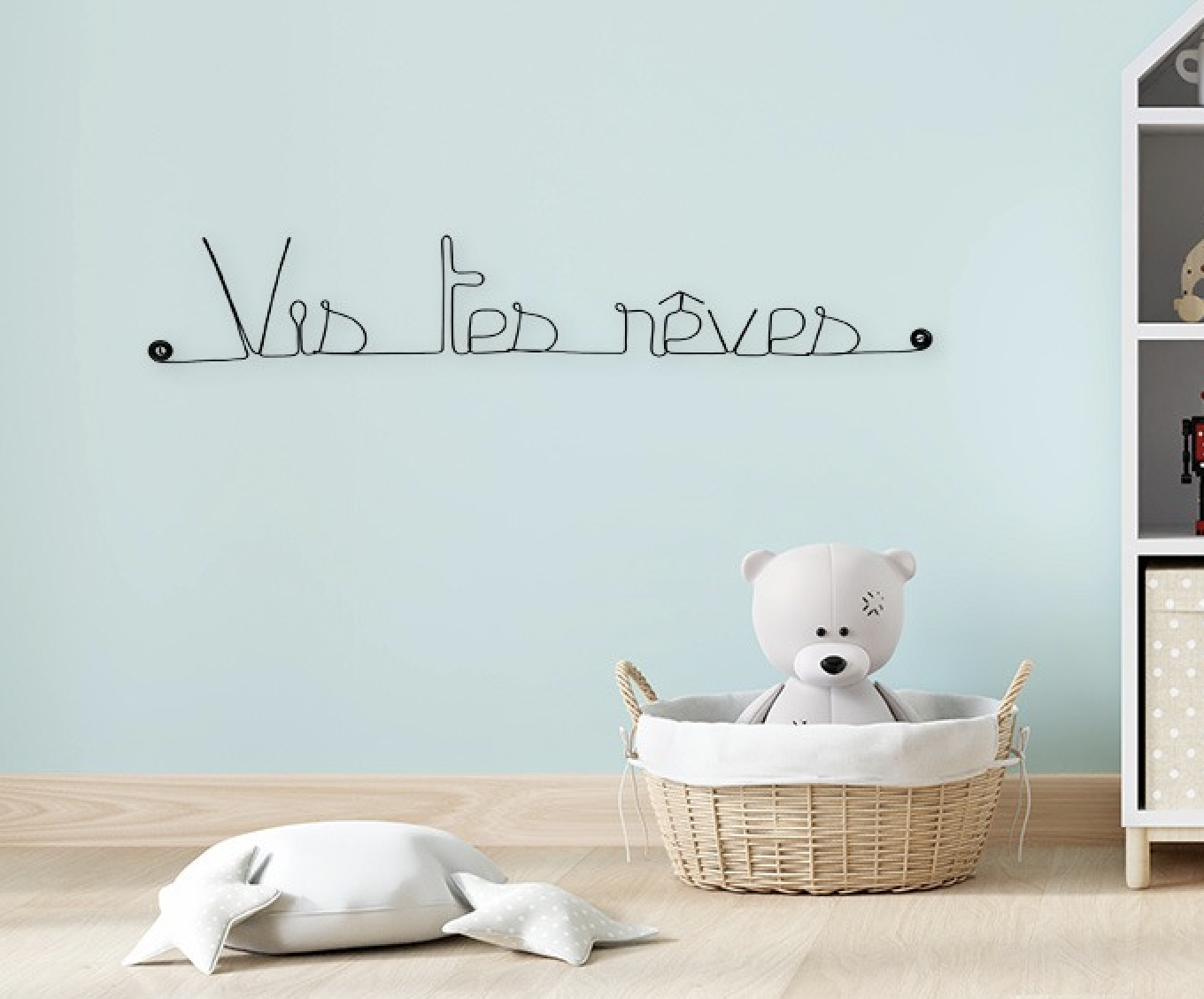 Message simple en fil de fer " Vis tes rêves " - à punaiser - Bijoux de mur