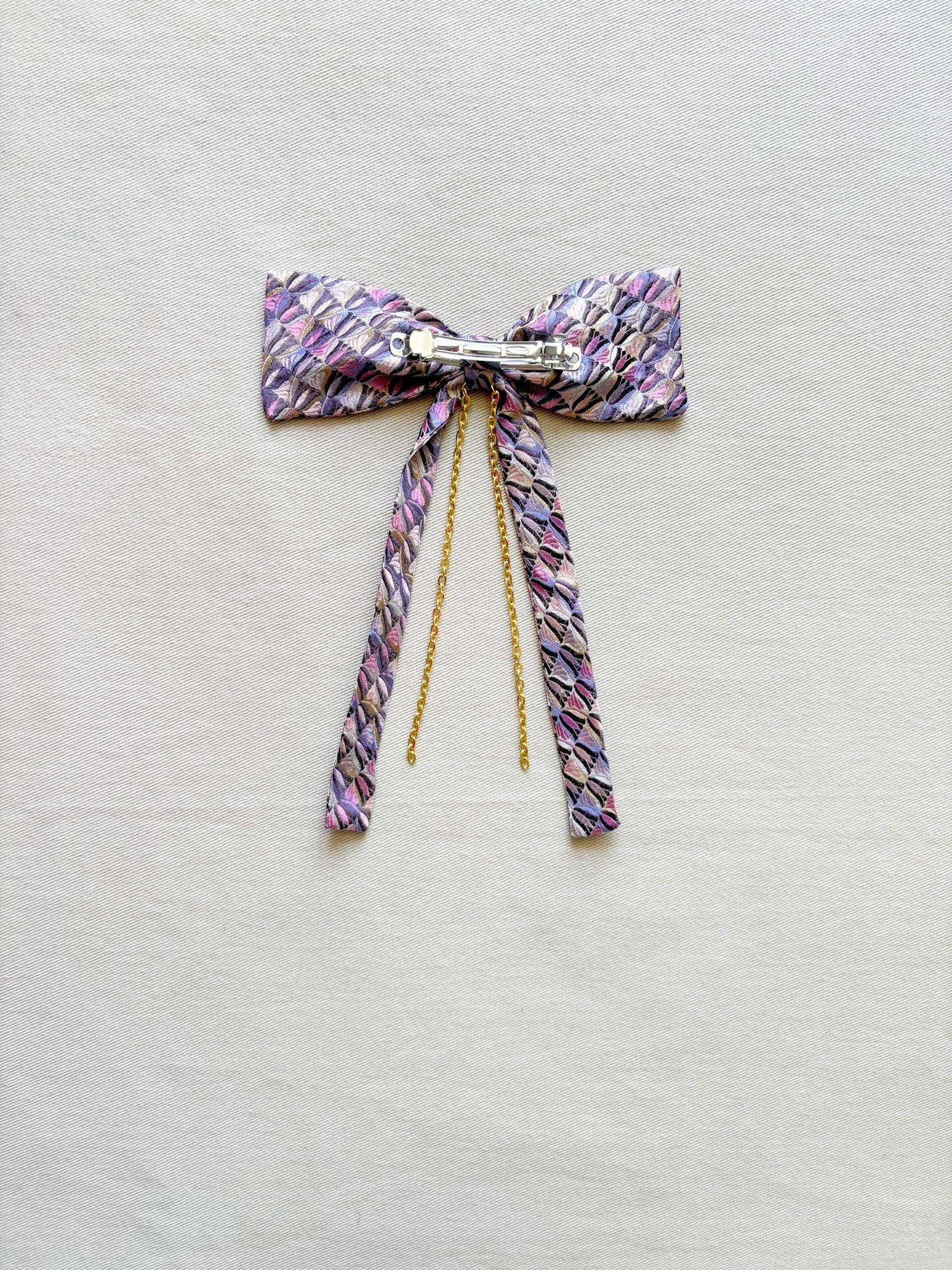 Barrette Nœud Upcyclé 'Candy Floss'
