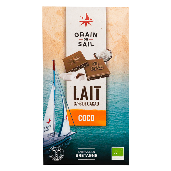 Tablette de chocolat au Lait et noix de coco toastées - 100G - BIO
