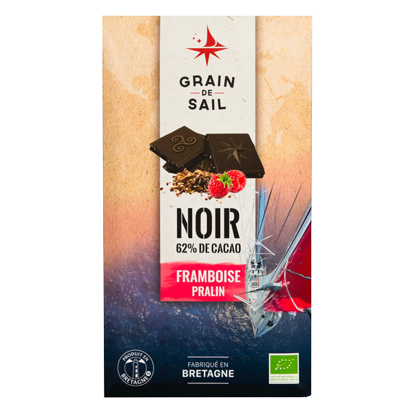 Tablette de chocolat Noir Framboise et Pralin - 100G - BIO