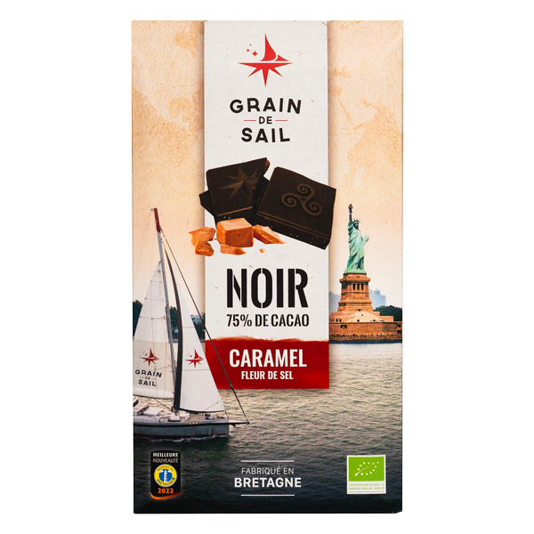 Tablette de chocolat Noir, Caramel et Fleur de sel - 100G - BIO
