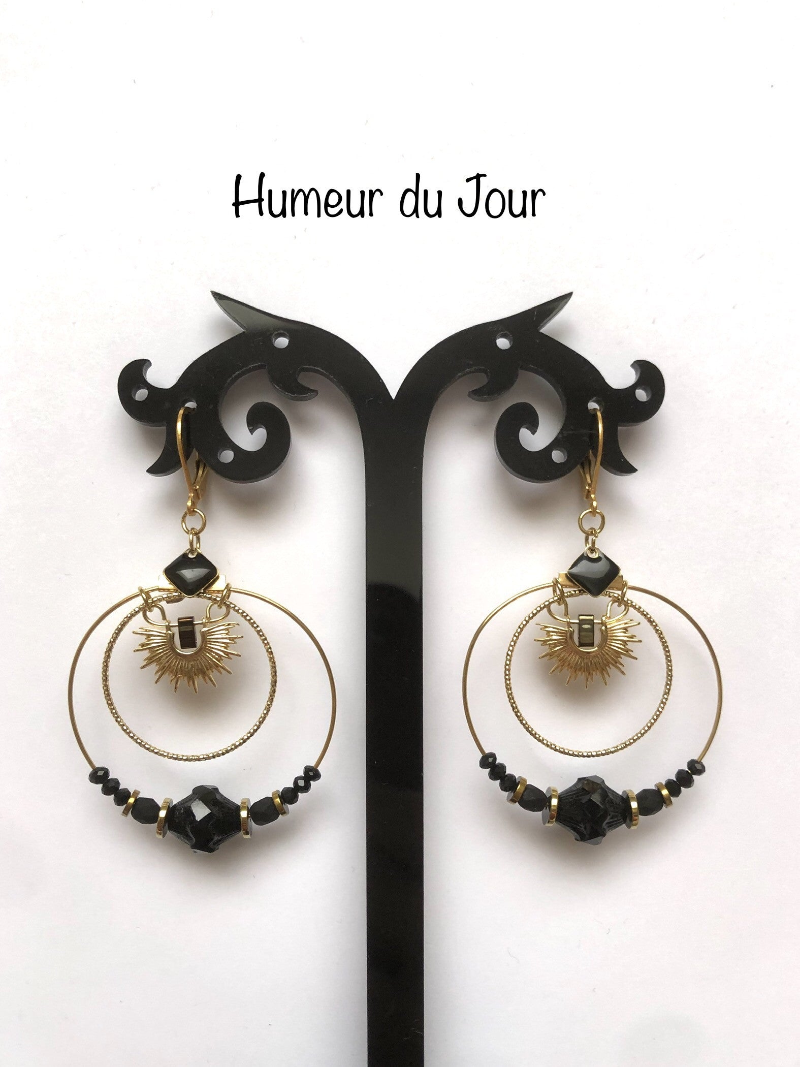 Boucles d'oreilles "Osiris" noires