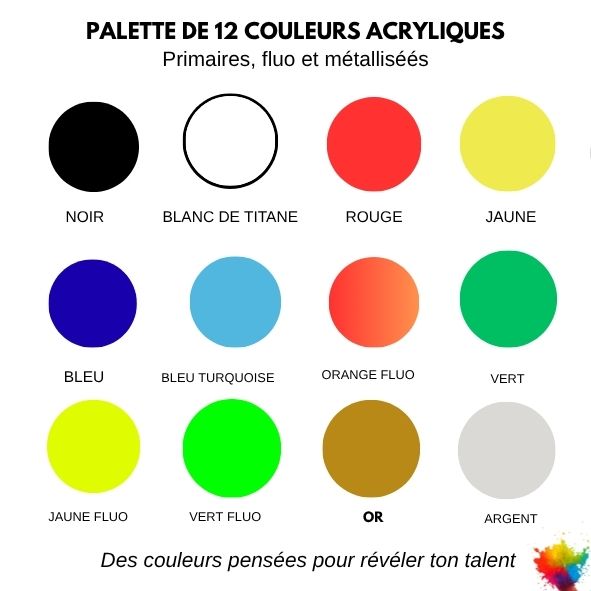 Les 12 couleurs du coffret Panash Art