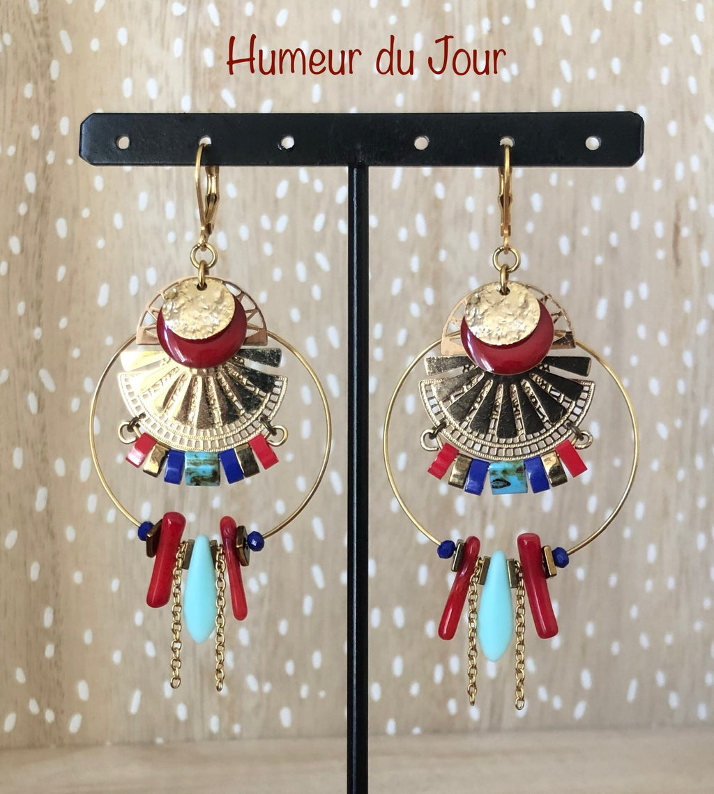 Boucles d'oreilles Mer rouge dorée