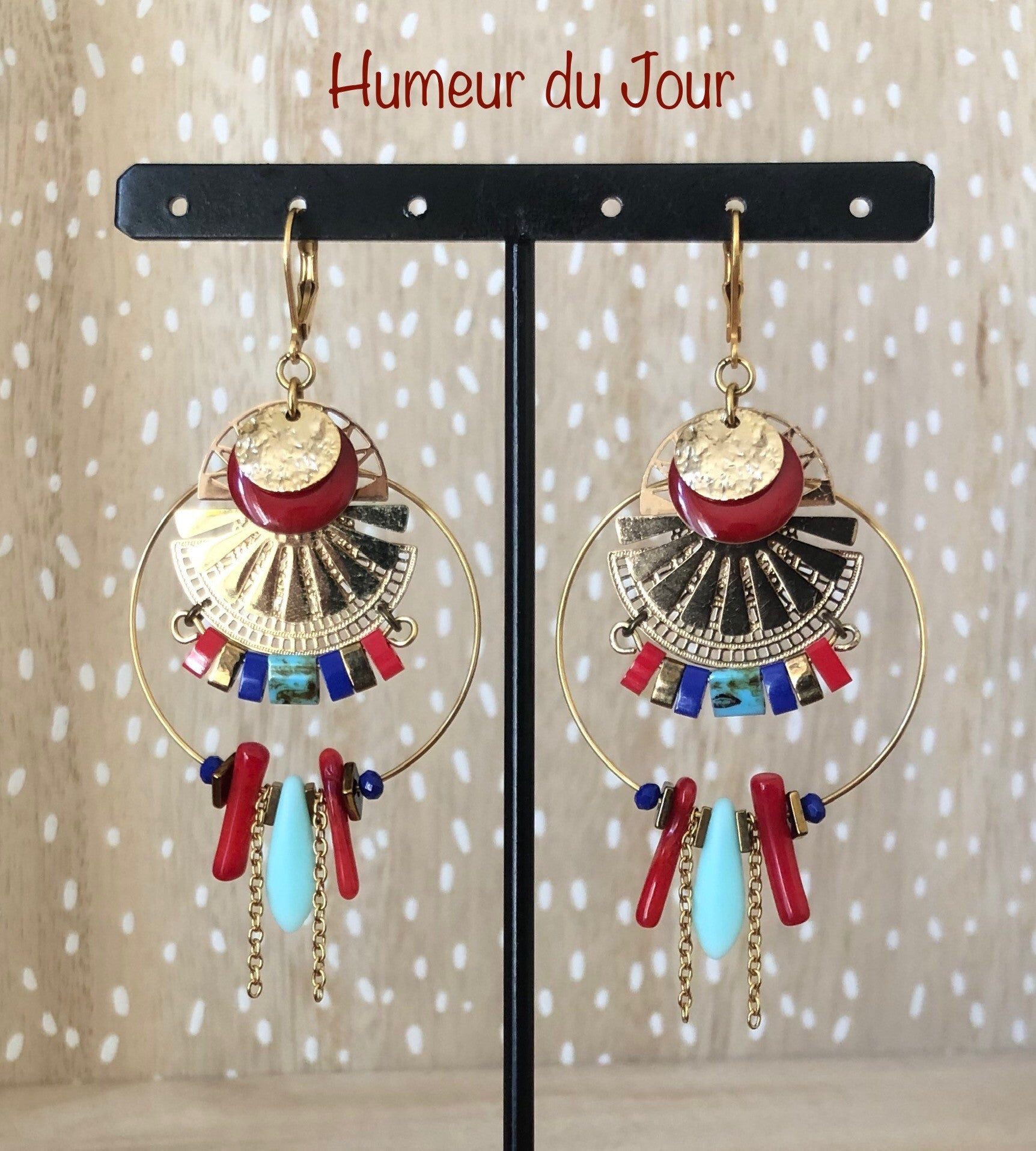 Boucles d'oreilles Mer rouge dorée