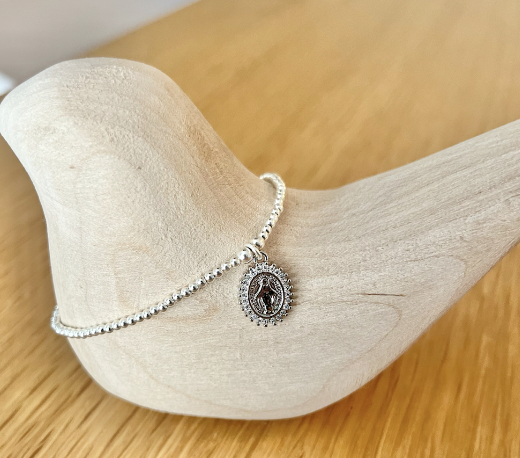 Bracelet en argent 925, pendentif  vierge NY