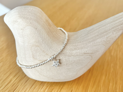 BRACELET argent 925, étoile strass