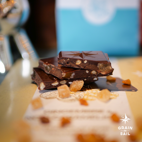 Tablette de chocolat Noir, noix caramélisées et gingembre confit - 100G - BIO