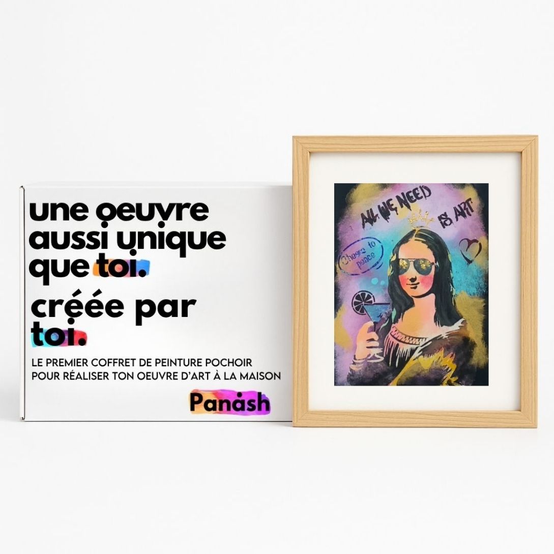 Coffret créatif pochoirs “Joconde” – 3 pochoirs superposables + kit peinture complet | Panash Art