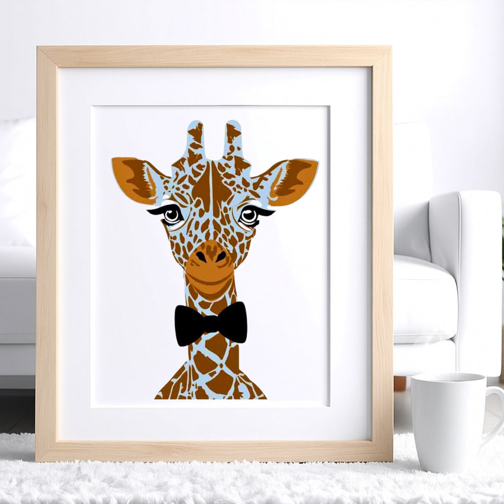 Kit Pochoirs Girafe Léa – 3 pochoirs superposables + 6 accessoires + toile A4 incluse