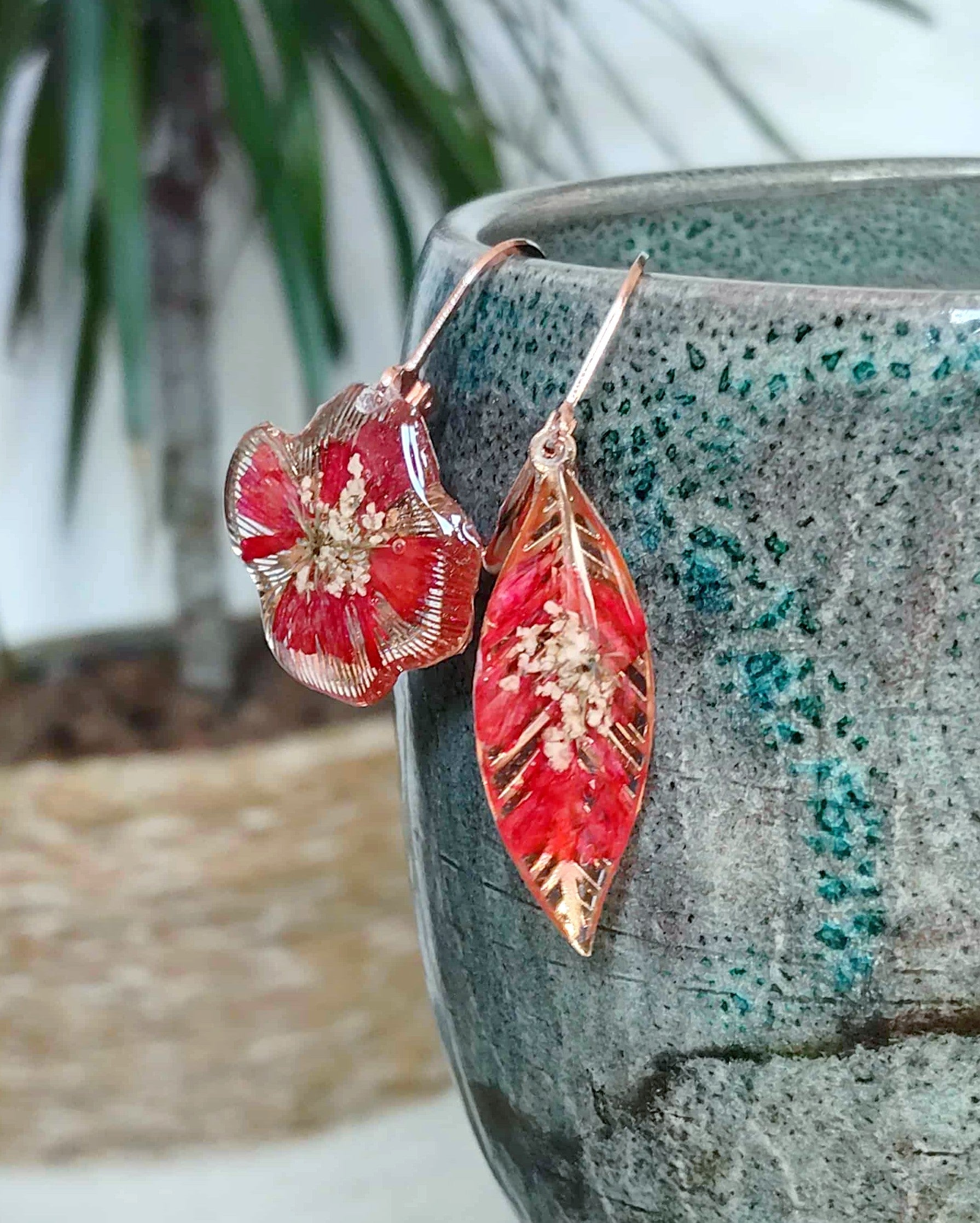 Boucles d'oreille Asymétrique Fleur de carotte Statice