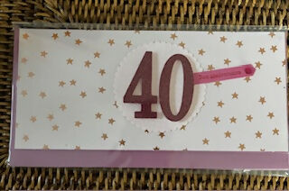 40TH BIRTHDAY CARD AND ENVELOPE