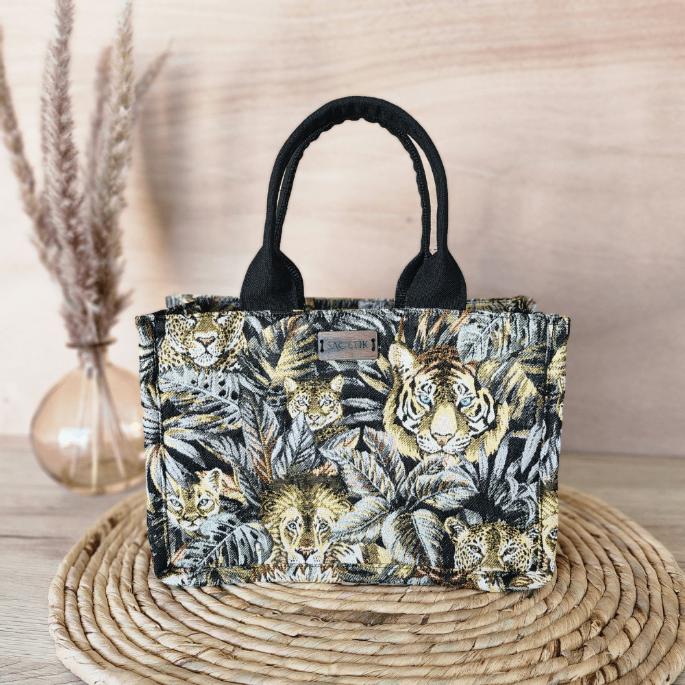 Sac Cabas en Jacquard Motifs Jungle- Petit modèle