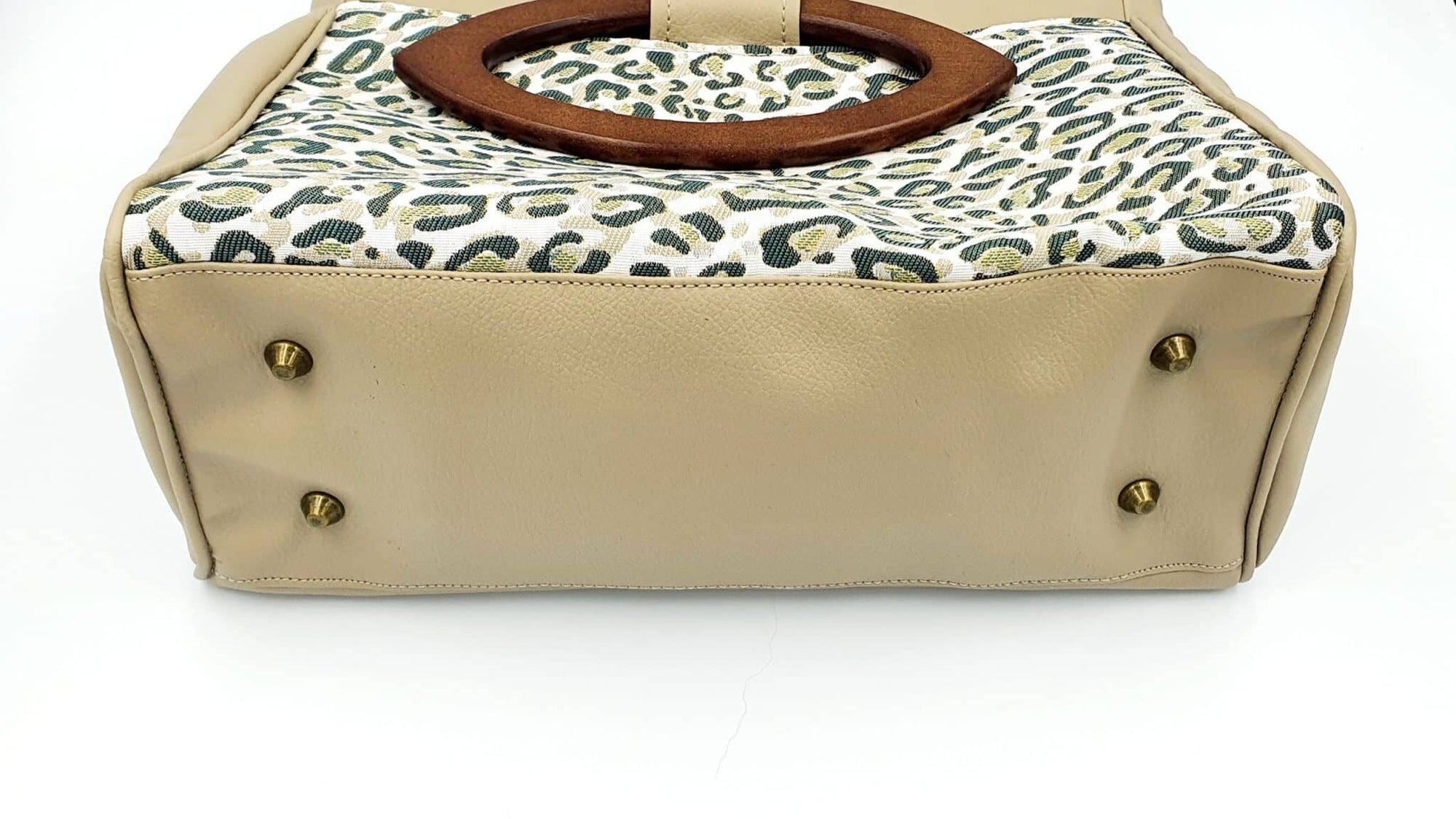 Sac Pétunia beige et léopard vert