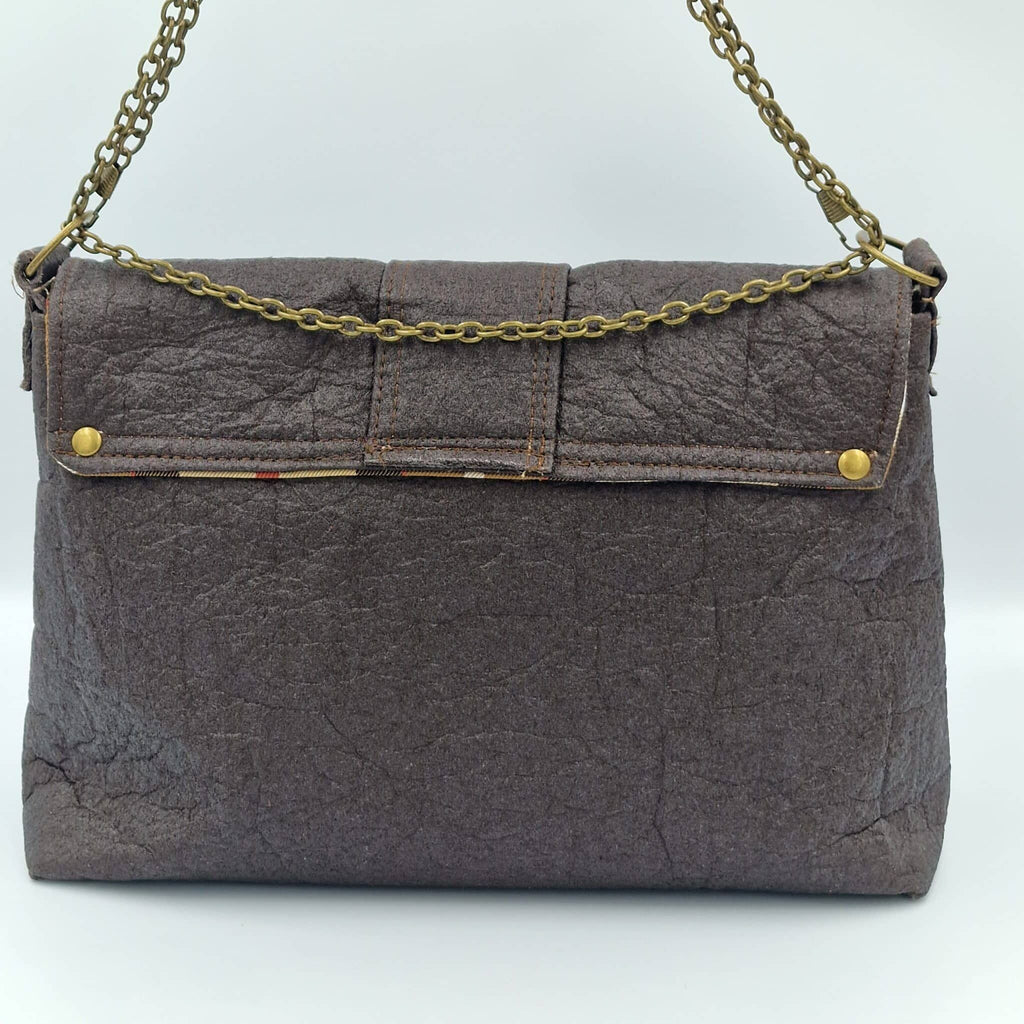 Sac en Piñatex (Piñatex®) marron avec bouclerie bronze