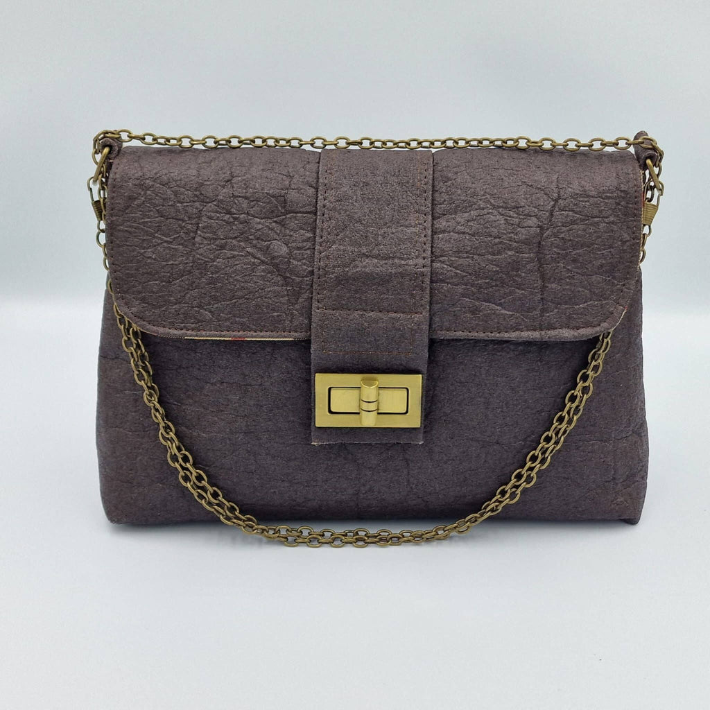 Sac en Piñatex (Piñatex®) marron avec bouclerie bronze
