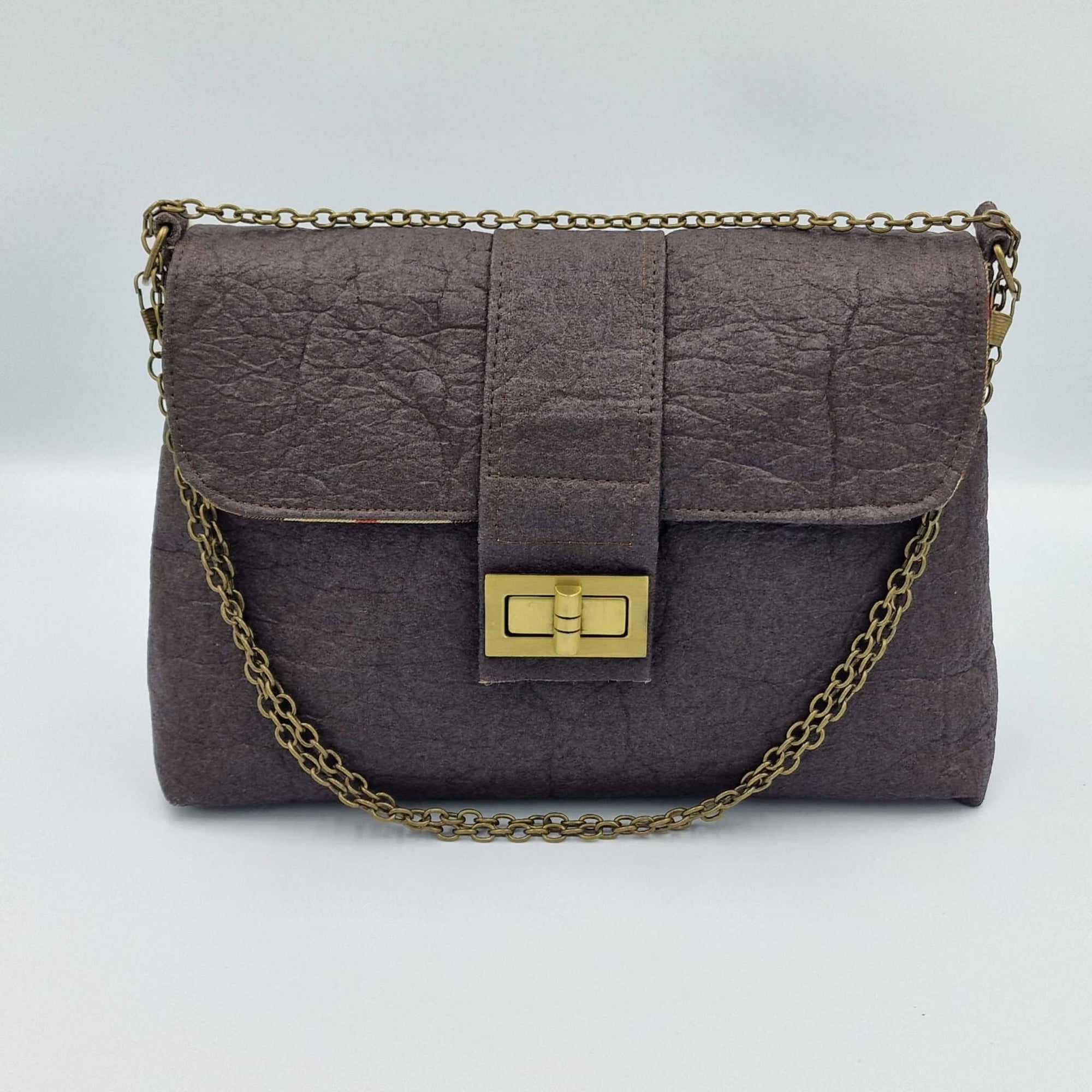 Sac en Piñatex (Piñatex®) marron avec bouclerie bronze