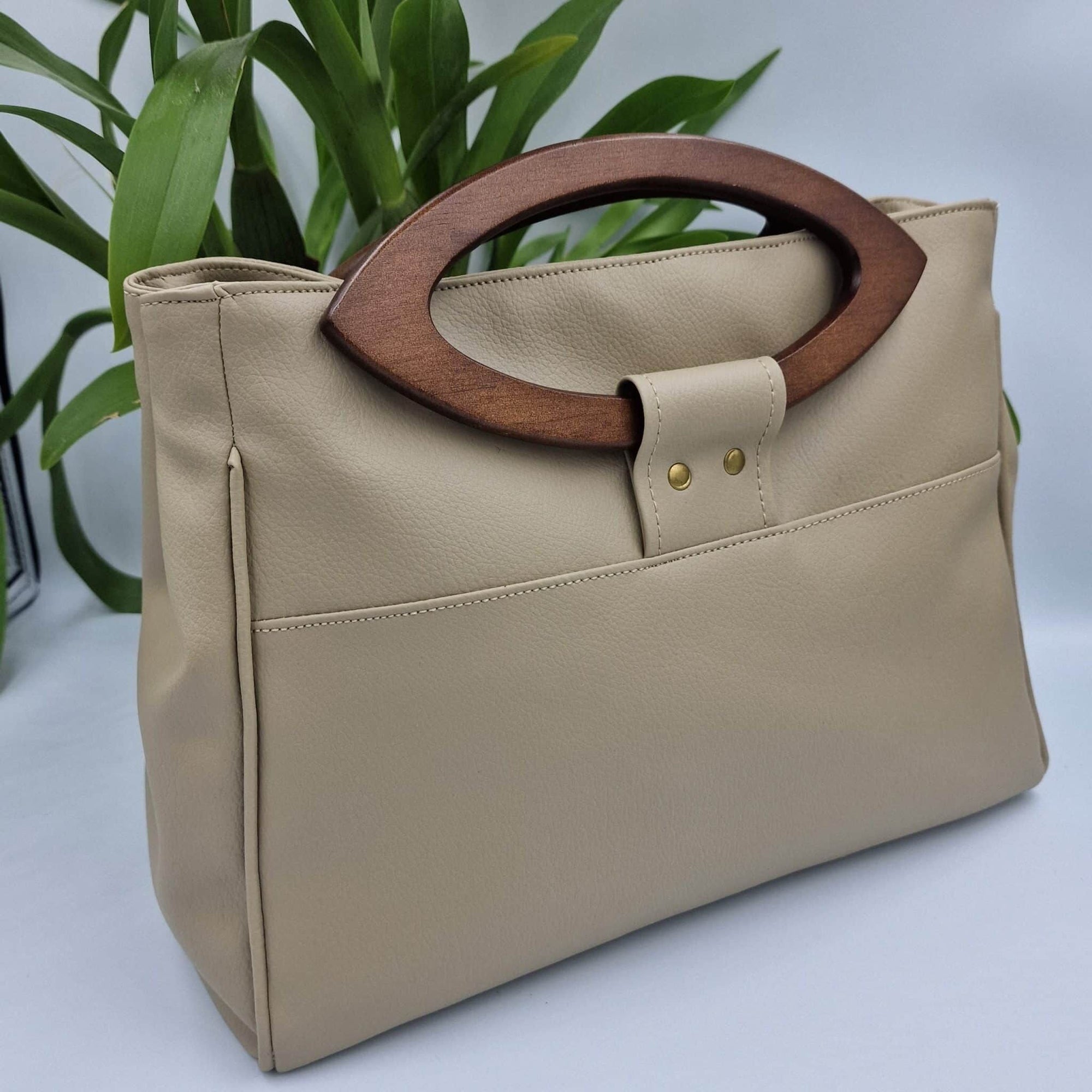 Sac Pétunia beige et léopard vert