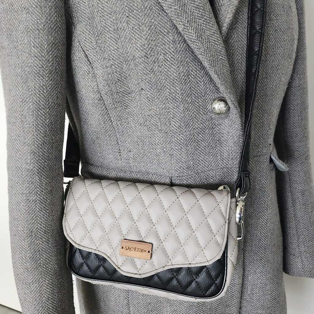 Sac Alysse gris et noir matelassé