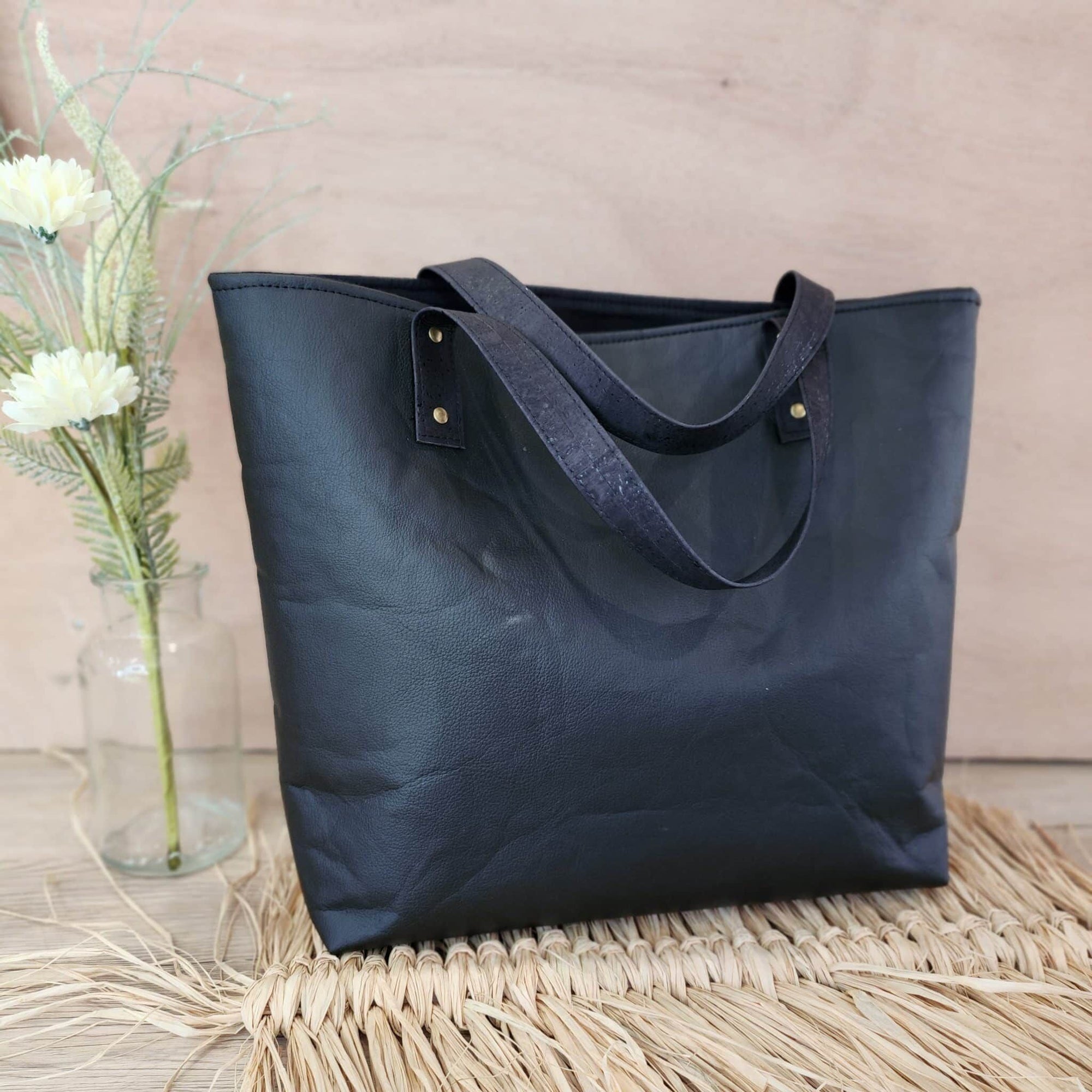 Sac Jasmin en Piñatex (Piñatex) noir et liège