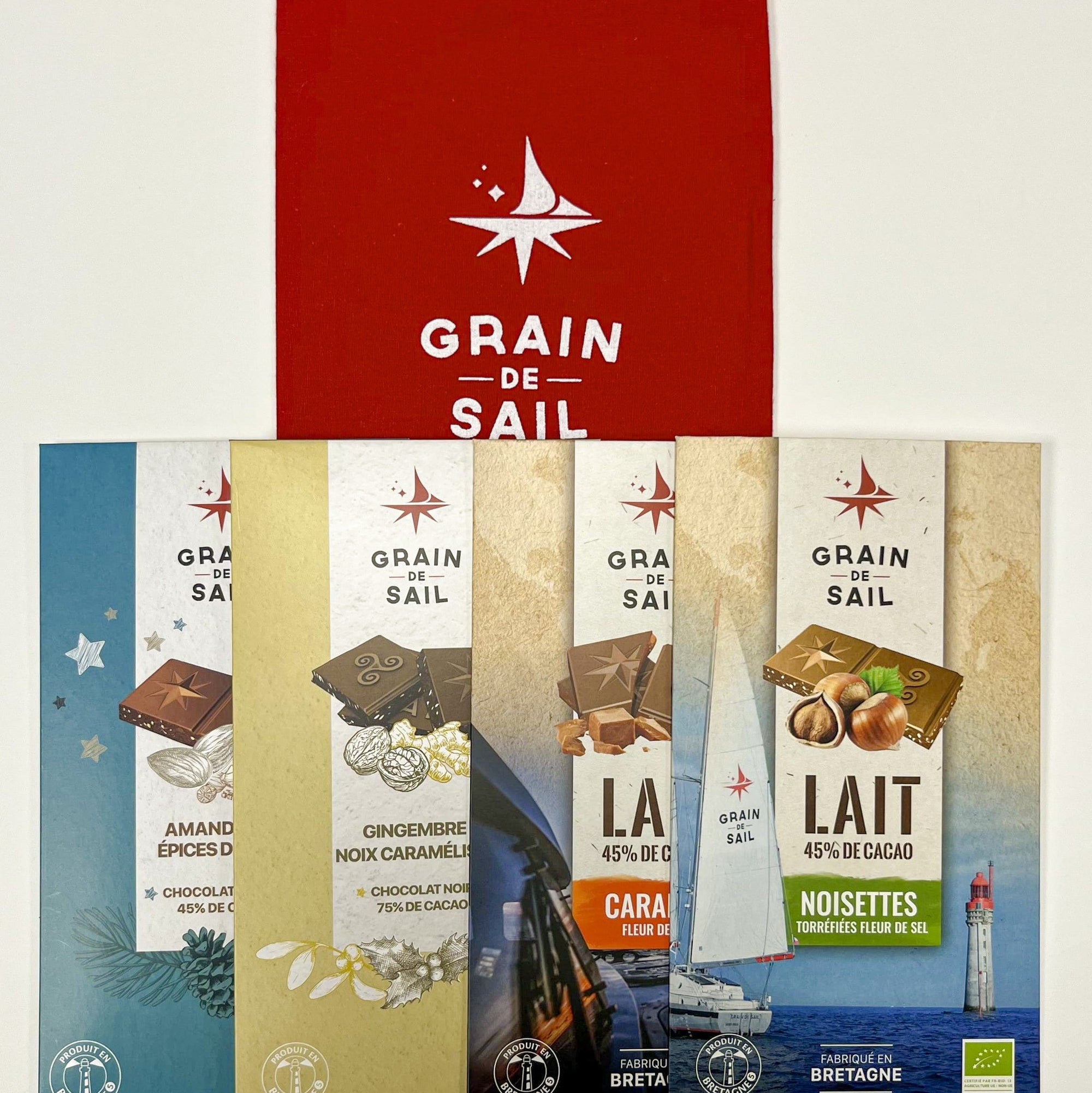 Pochon rouge + 2 tablettes de Noël + 2 tablettes de Chocolat au Lait