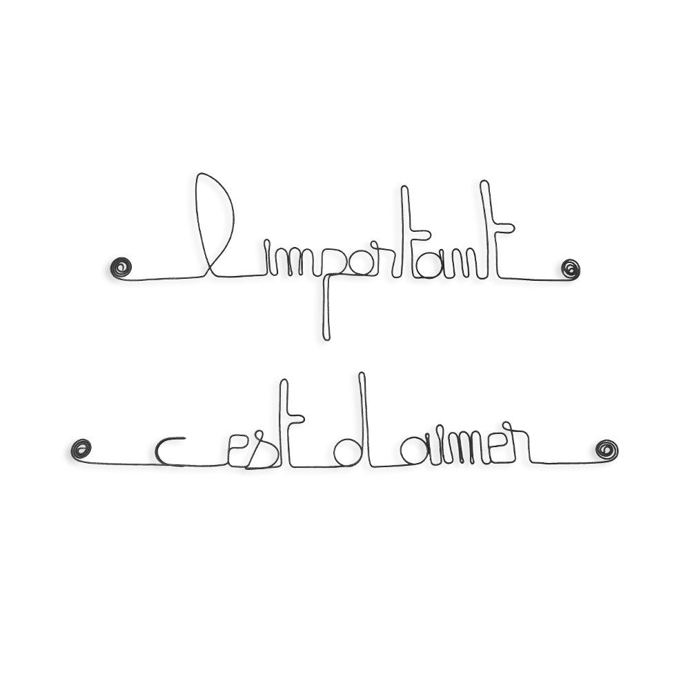 Citation en fil de fer " L'important c'est d'aimer " - à punaiser - Bijoux de mur