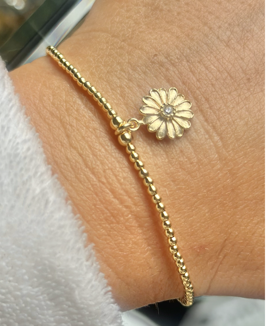 Bracelet or, pendentif marguerite
