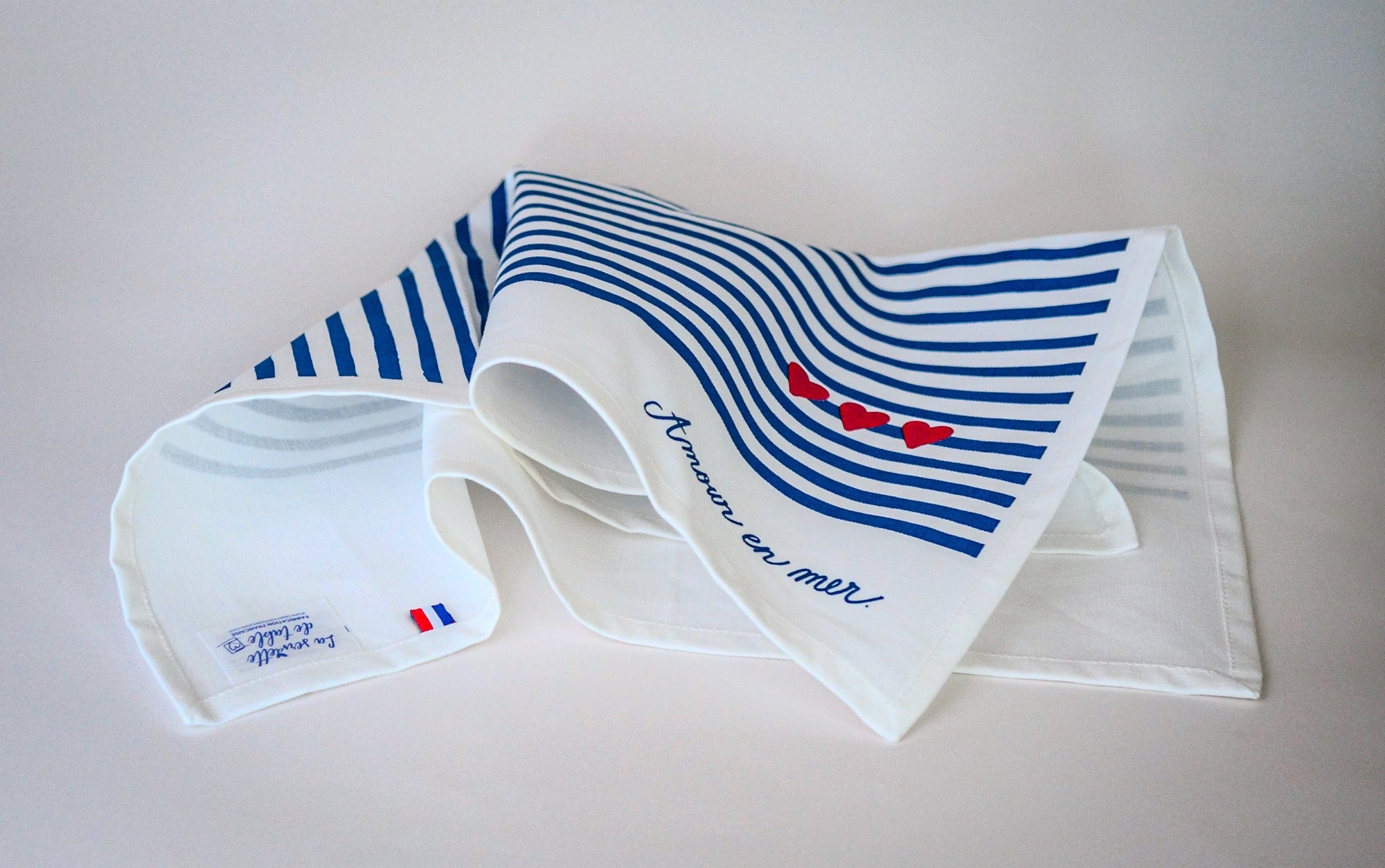 Le coffret de 2 serviettes de table - La Serviette de Table - Linge de table -  "Amour en mer"