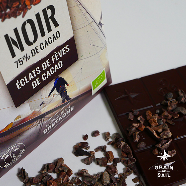 Tablette de chocolat Noir éclats de fèves de cacao - 100G - BIO