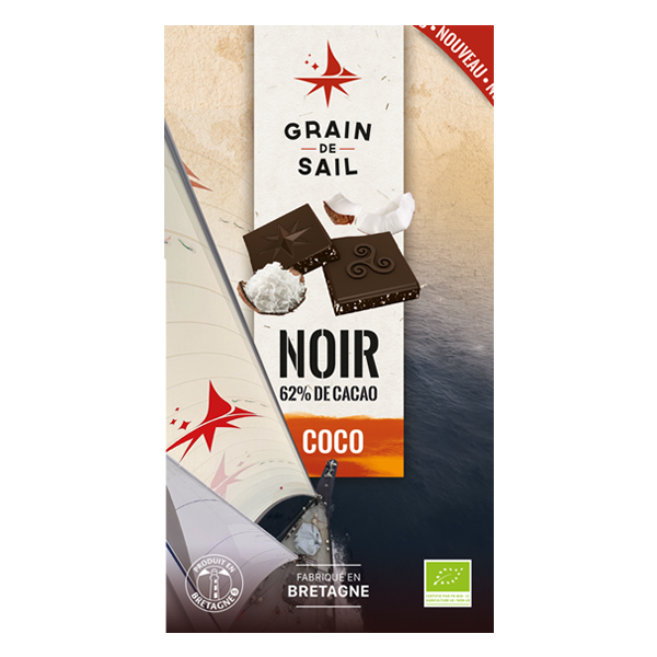 Tablette de chocolat Noir et Noix de Coco râpées toastées - 100G - BIO