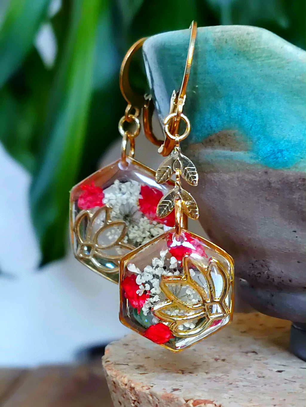 Boucles d'oreille Lotus Fleur de carotte