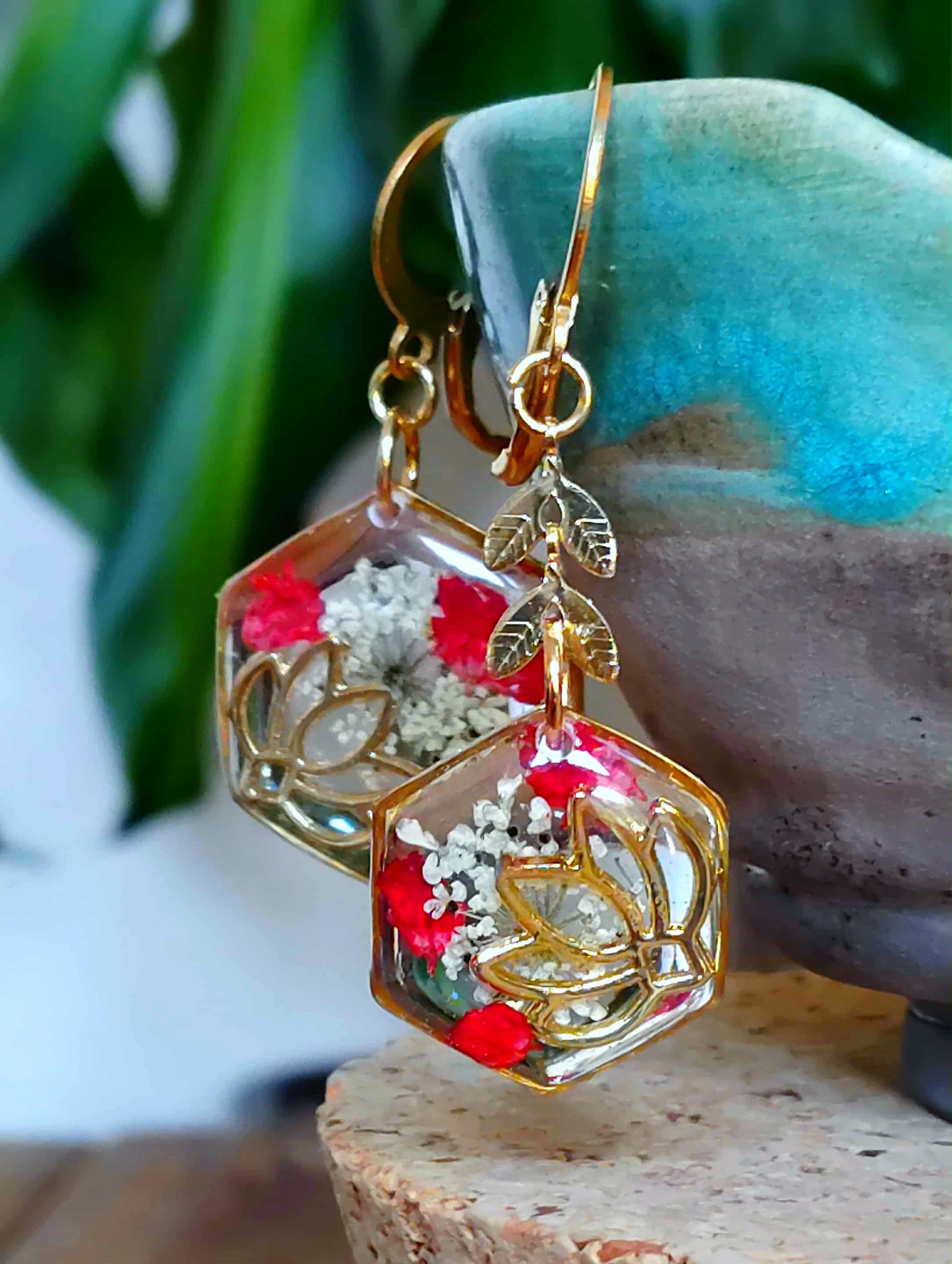 Boucles d'oreille Lotus Fleur de carotte