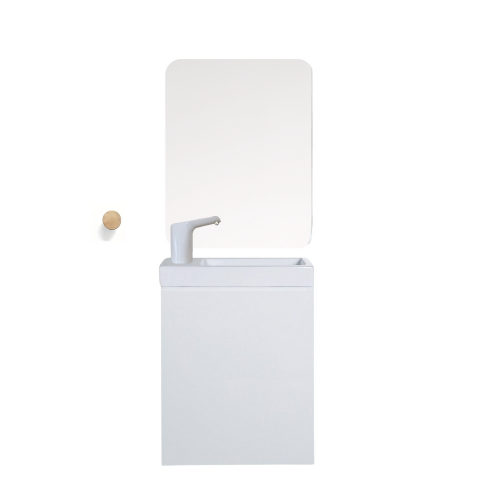 Ensemble lavabo Montessori avec son miroir et porte serviette - pour enfants de 18 mois à 8 ans - BLANC