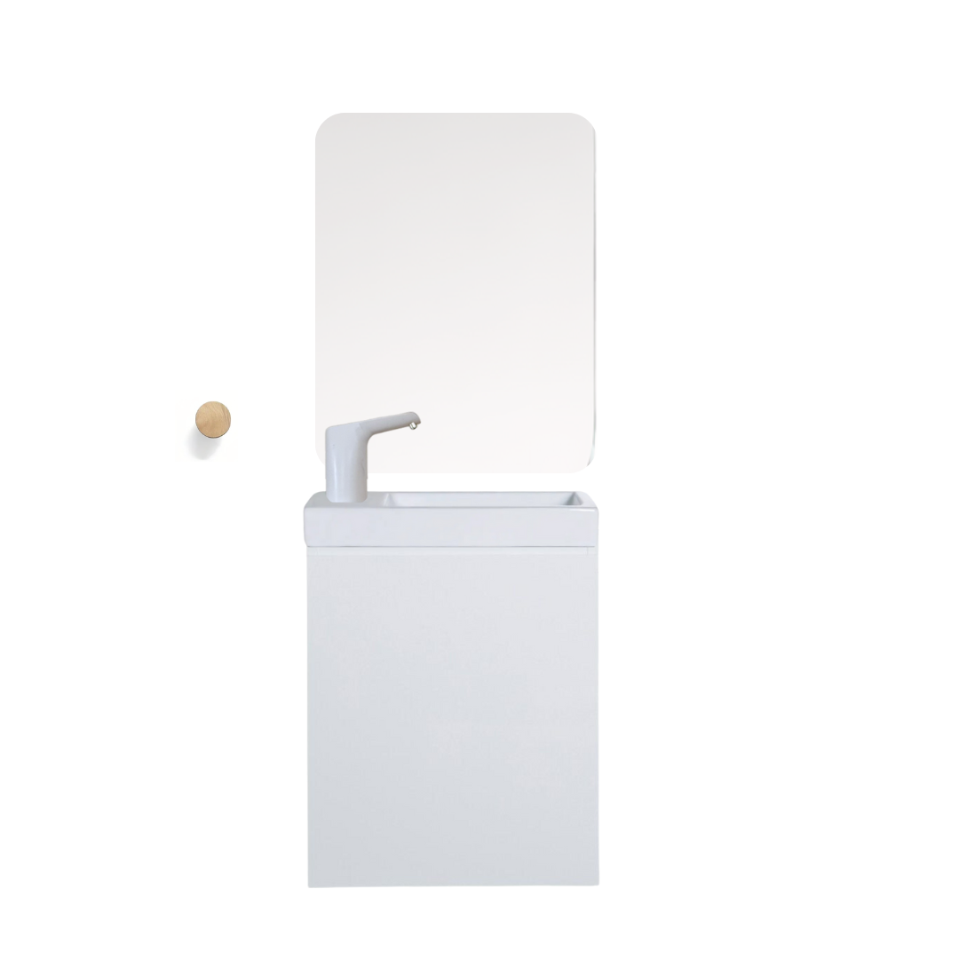 Ensemble lavabo Montessori avec son miroir et porte serviette - pour enfants de 18 mois à 8 ans - BLANC