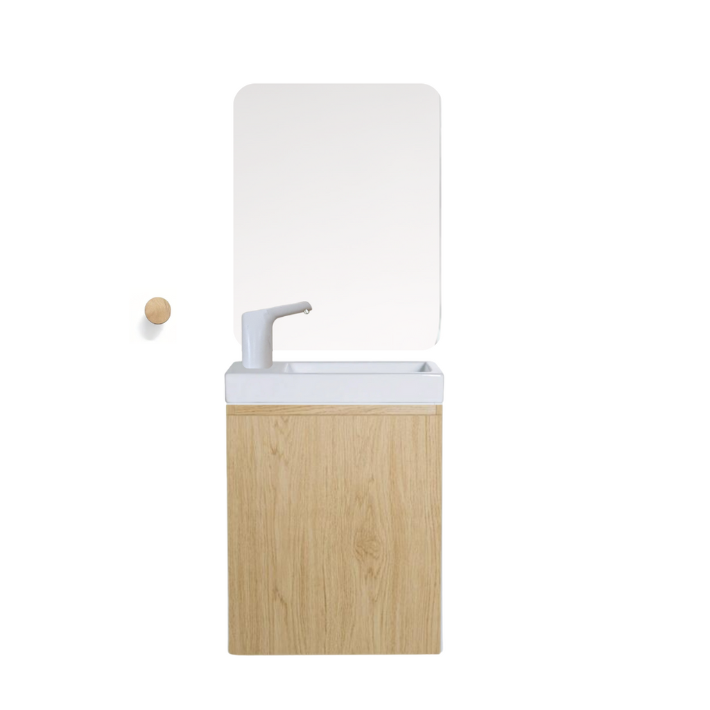 Ensemble lavabo Montessori avec son miroir et porte serviette - pour enfants de 18 mois à 8 ans - effet BOIS