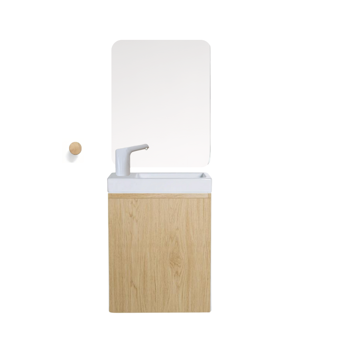 Ensemble lavabo Montessori avec son miroir et porte serviette - pour enfants de 18 mois à 8 ans - effet BOIS