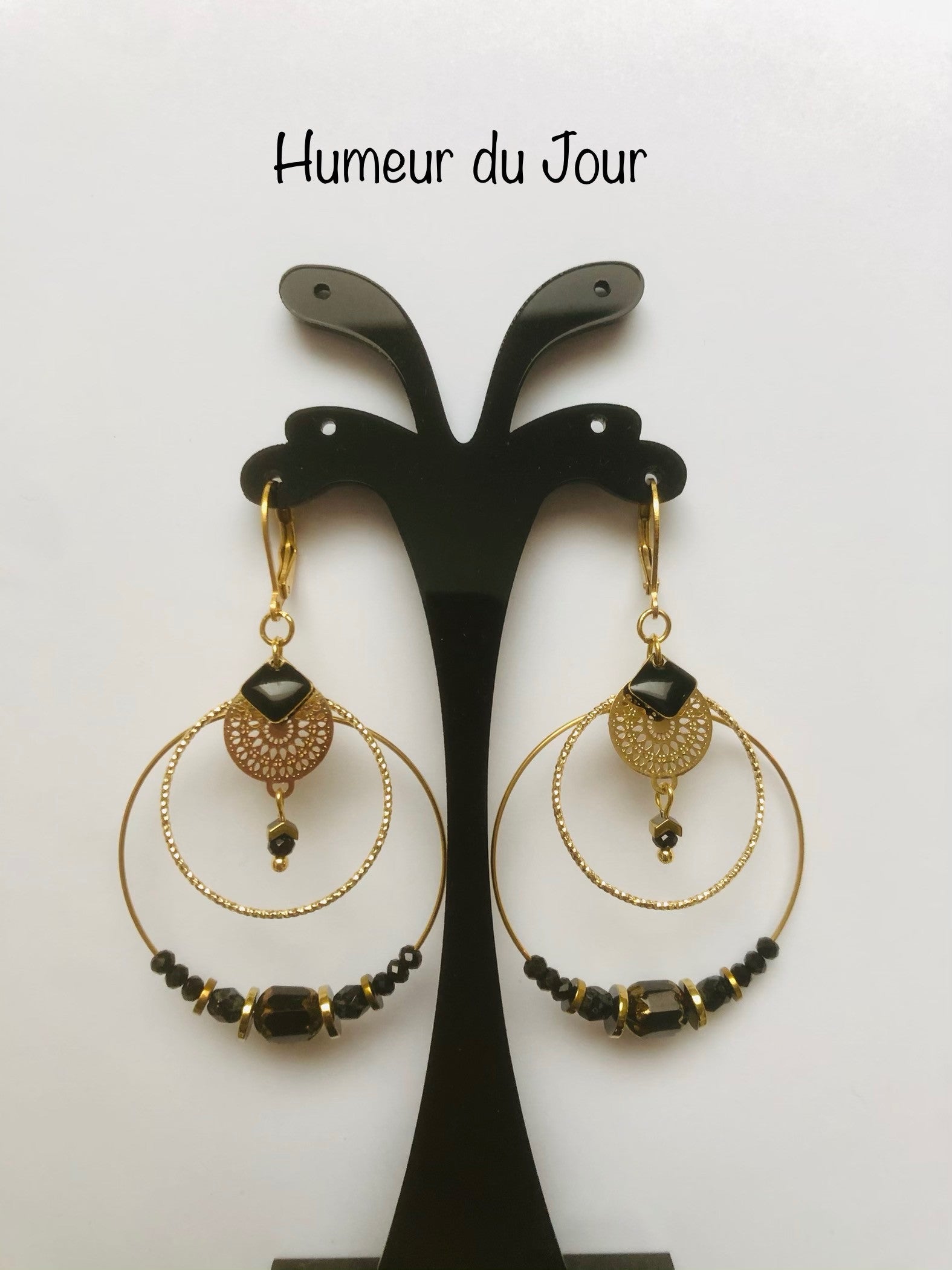Boucles d'oreilles "Sissi" noires