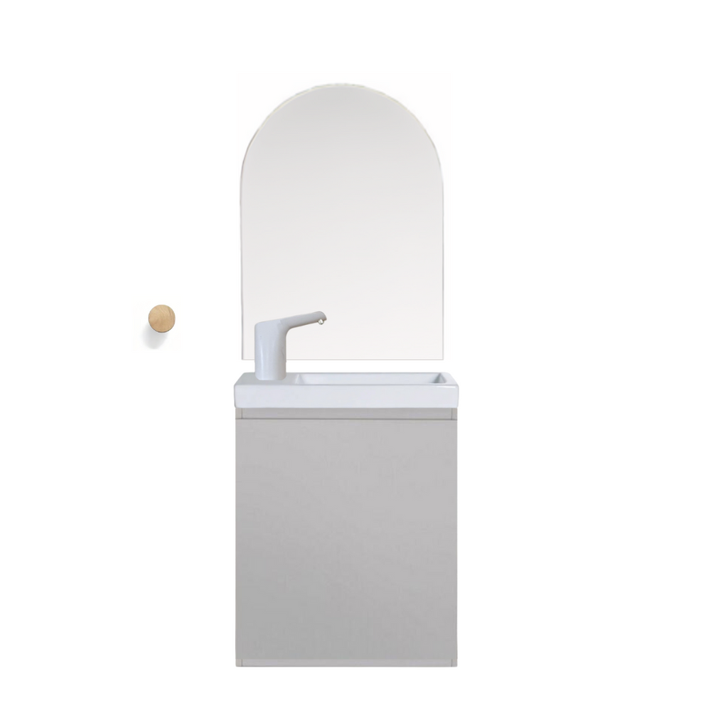 Ensemble lavabo Montessori avec son miroir et porte serviette - pour enfants de 18 mois à 8 ans - GRIS