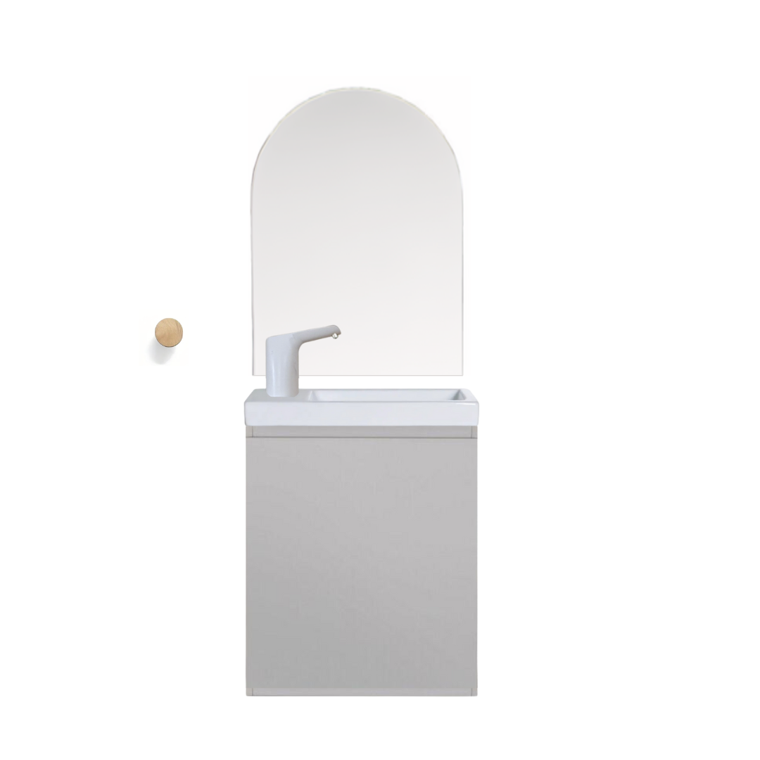 Ensemble lavabo Montessori avec son miroir et porte serviette - pour enfants de 18 mois à 8 ans - GRIS