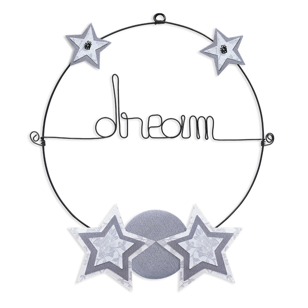 Message coloré en fil de fer - Etoile - Blanc : Dream - environ 29 x 34 cm - Bijoux de mur