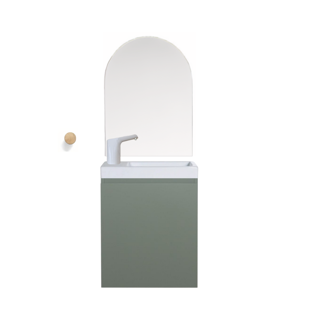 Ensemble lavabo Montessori avec son miroir et porte serviette - pour enfants de 18 mois à 8 ans - VERT