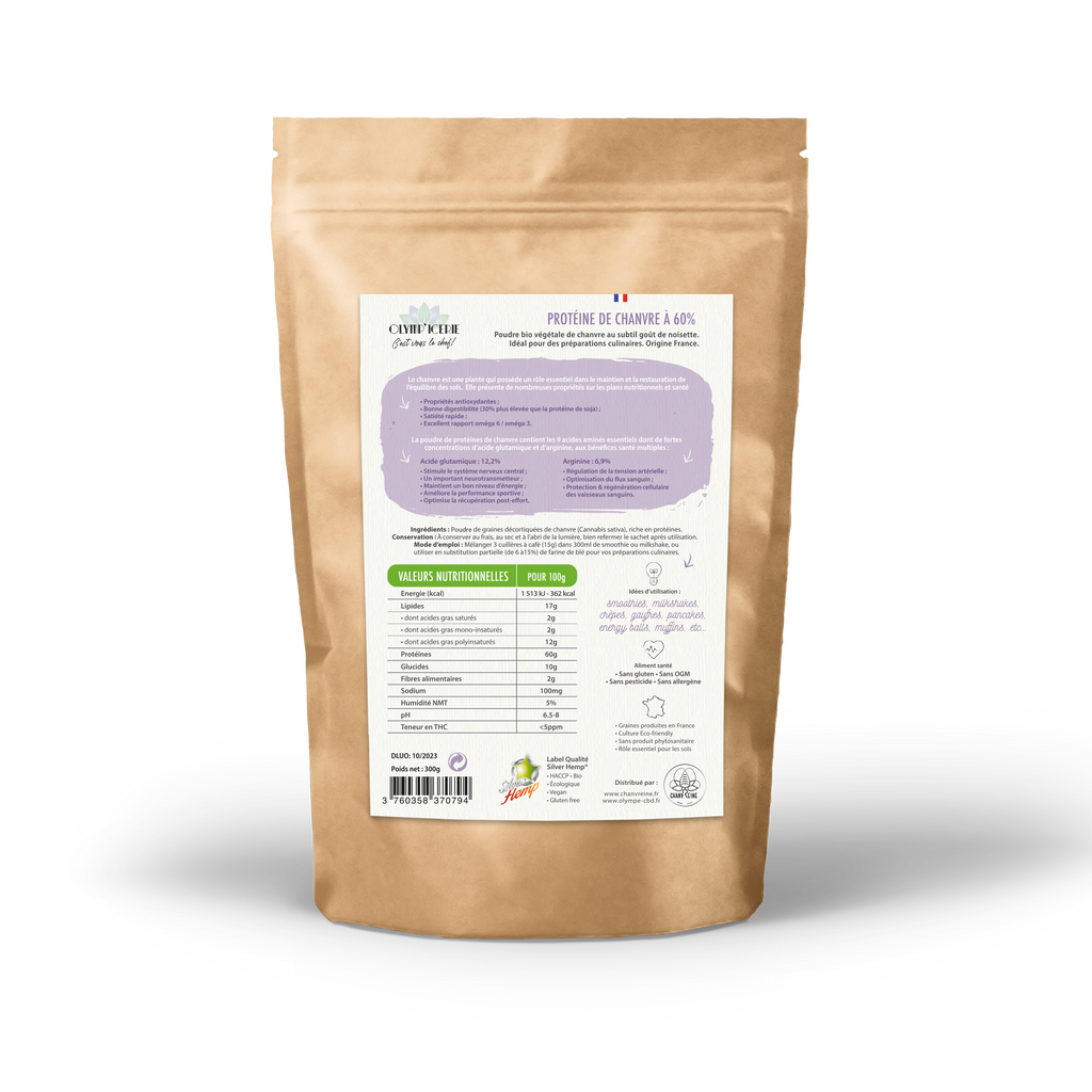 proteine de chanvre bio et en poudre Olympe CBD