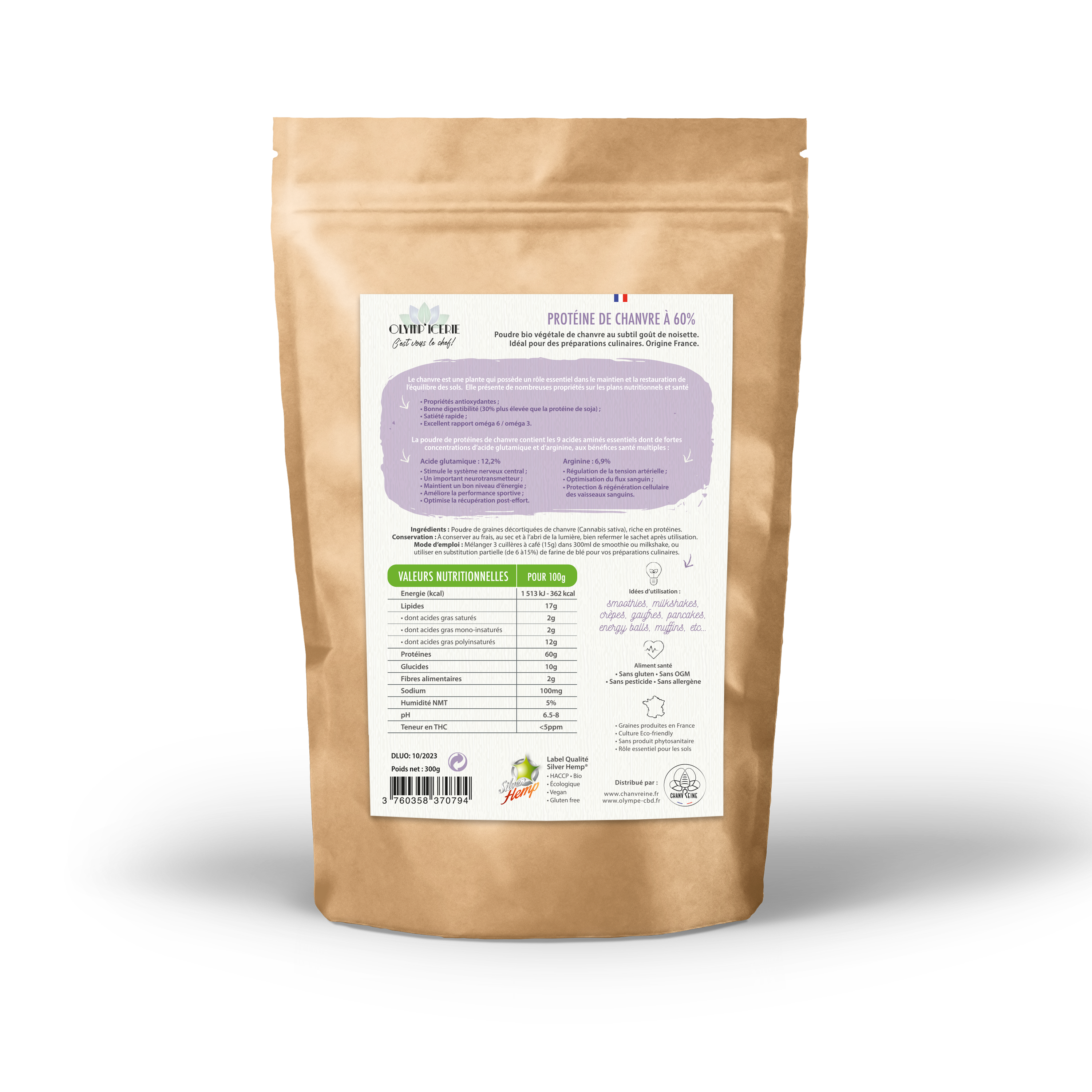 proteine de chanvre bio et en poudre Olympe CBD