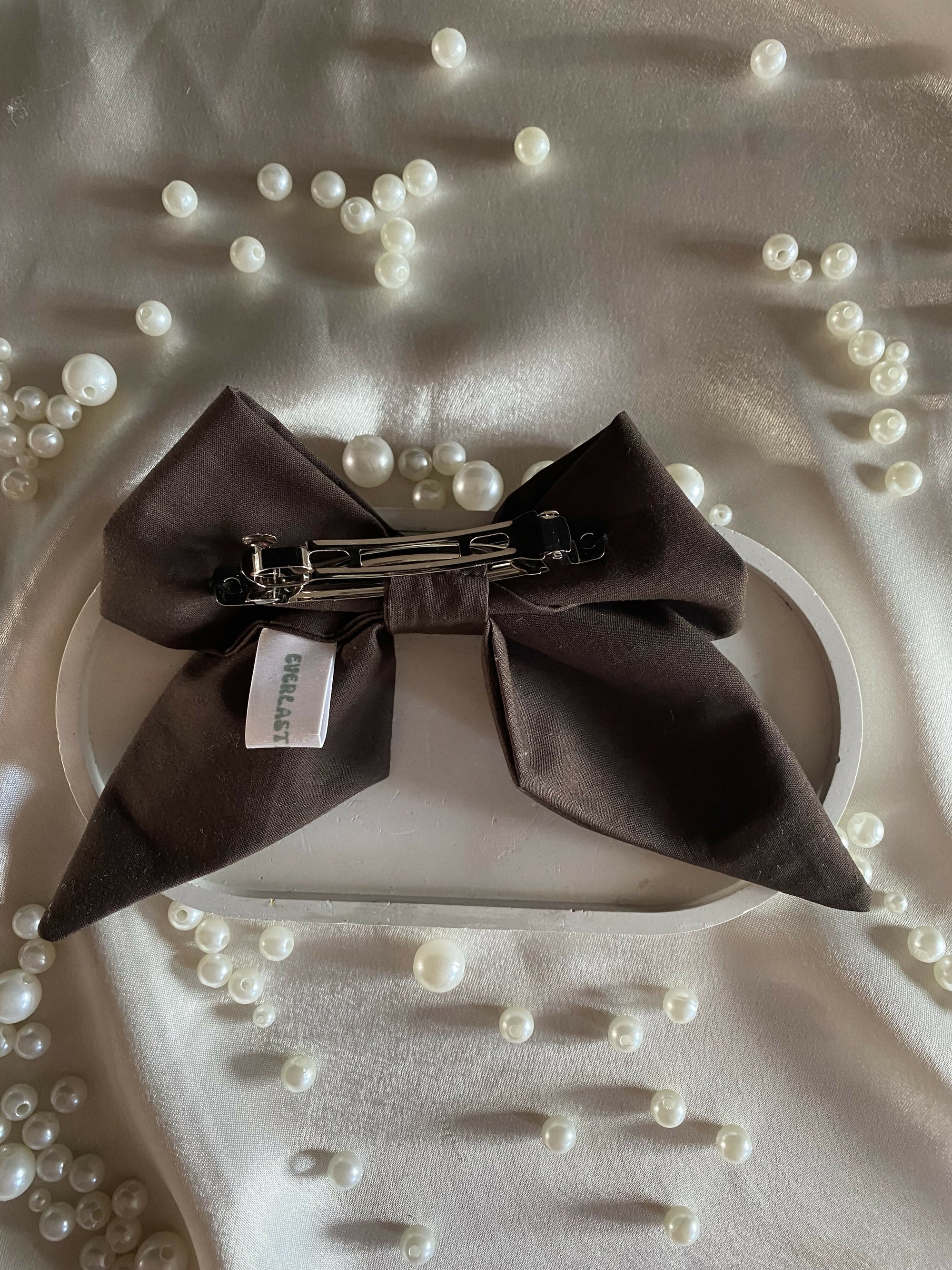 Everlasting Clothe barrette noeud Jean-Anastazia coton chocolat 1